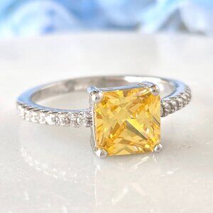 Square cut Yellow crystal ring, Charmed Aroma 2017